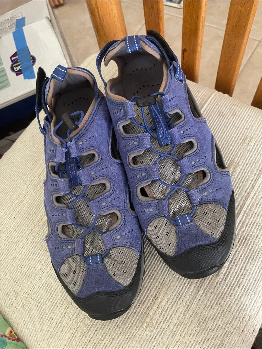 Lands' End Blue Outdoor Sport Sandals Men’s 10EE Hiking Water Shoes- Blue